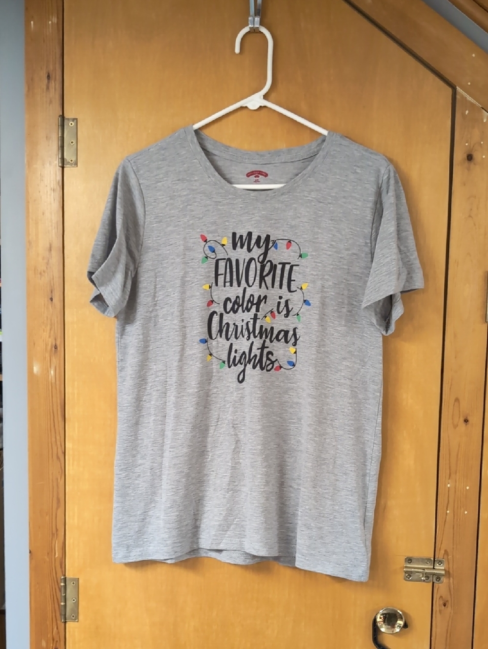 Gray Graphic Tee "My Favorite Color Is Christmas Lights"